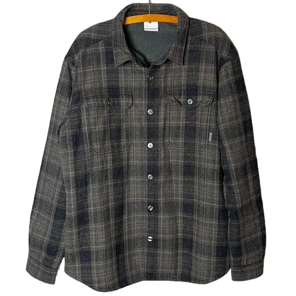 Columbia Men’s Fleece Lined Plaid Shirt Jacket Size Large